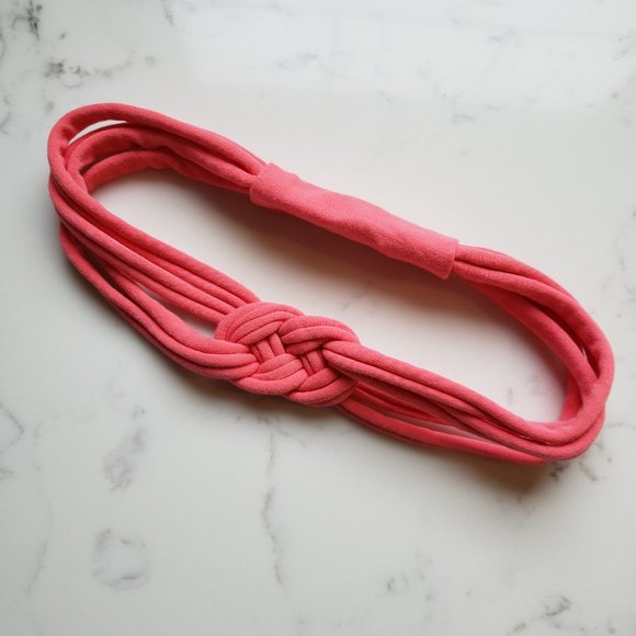 Womens Sailor Knot Headband in Coral Peach Light Pink - Adult Upcycled Hairband - Picture 10 of 10